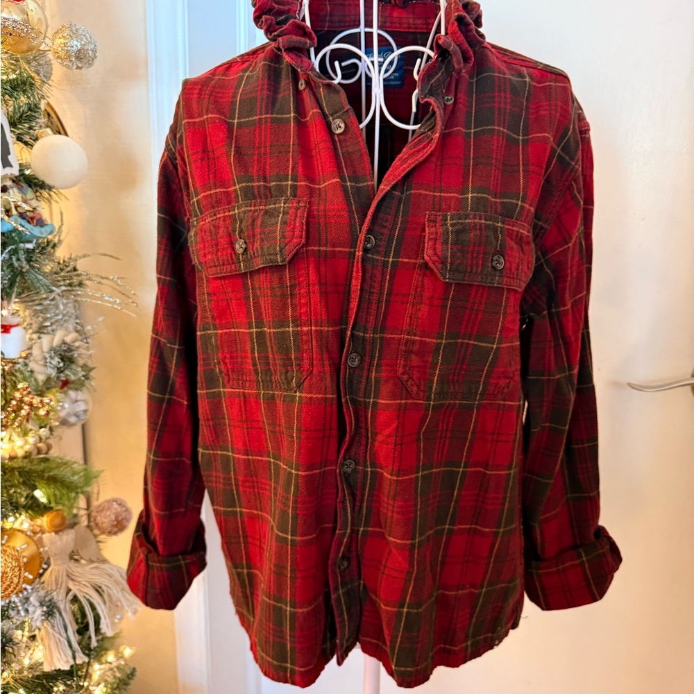 Faded Glory Red and Green Plaid Shirt